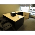 Blonde w Black C / U Suite Desk w 2 Drawer Lateral File